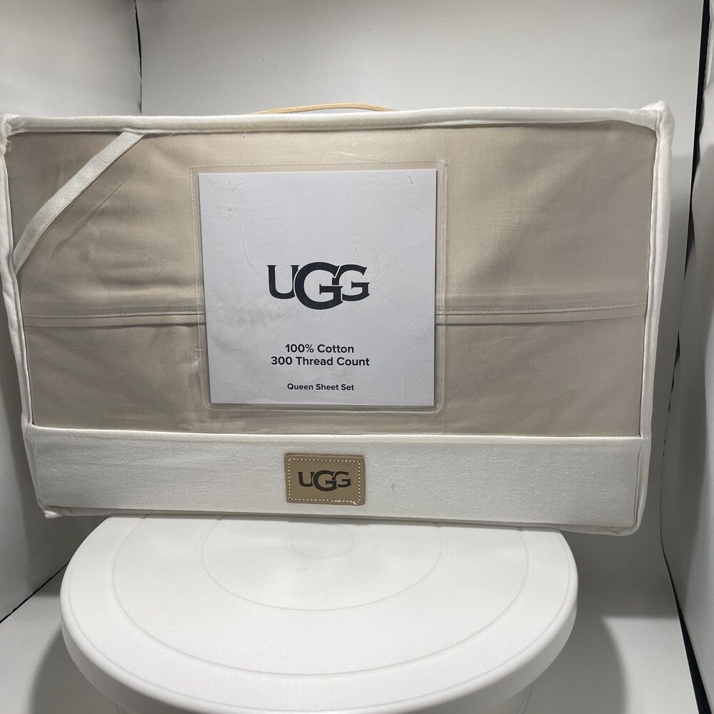 UGG Iona 100% Cotton 300 Thread Count Queen Sheet Set - Light Sand
